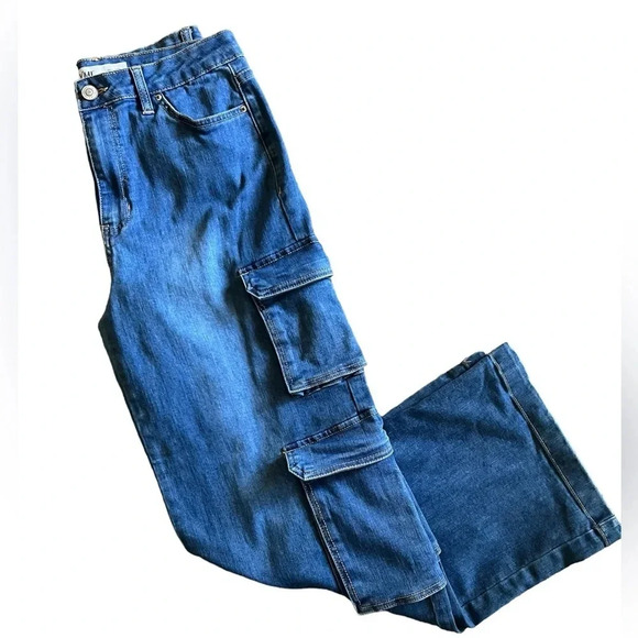 YMI High Rise Wide Leg Double Cargo Jeans Size‎ 5 - Picture 4 of 16